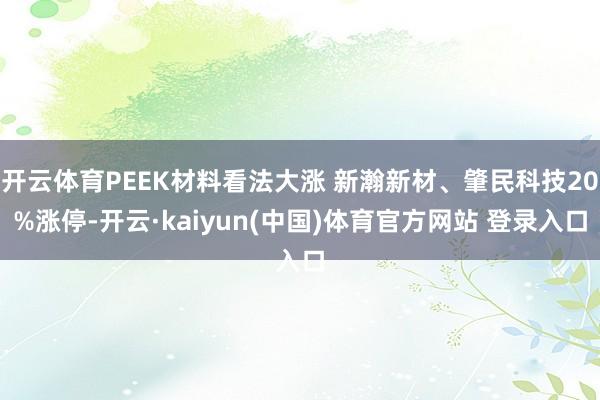 开云体育PEEK材料看法大涨 新瀚新材、肇民科技20%涨停-开云·kaiyun(中国)体育官方网站 登录入口
