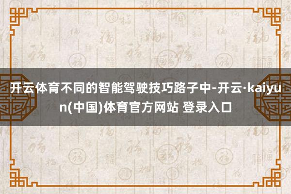 开云体育不同的智能驾驶技巧路子中-开云·kaiyun(中国)体育官方网站 登录入口